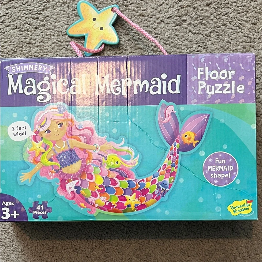 Magical Mermaid Shimmery Floor Puzzle - Pink & Purple